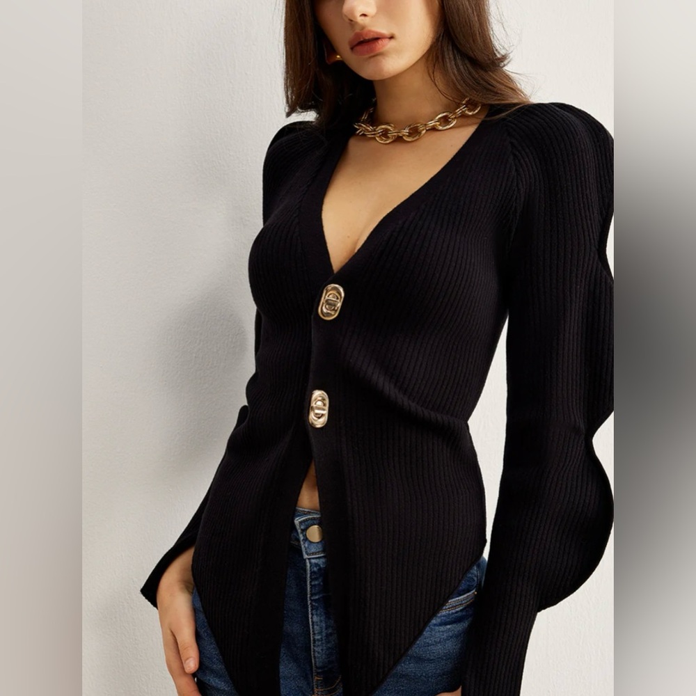 Commense Black Ribbed Knitwear